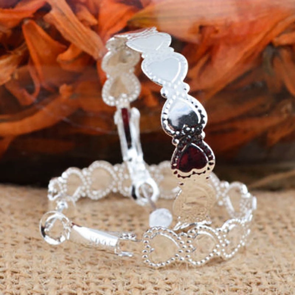 Sterling Silver Heart Hoop Earrings